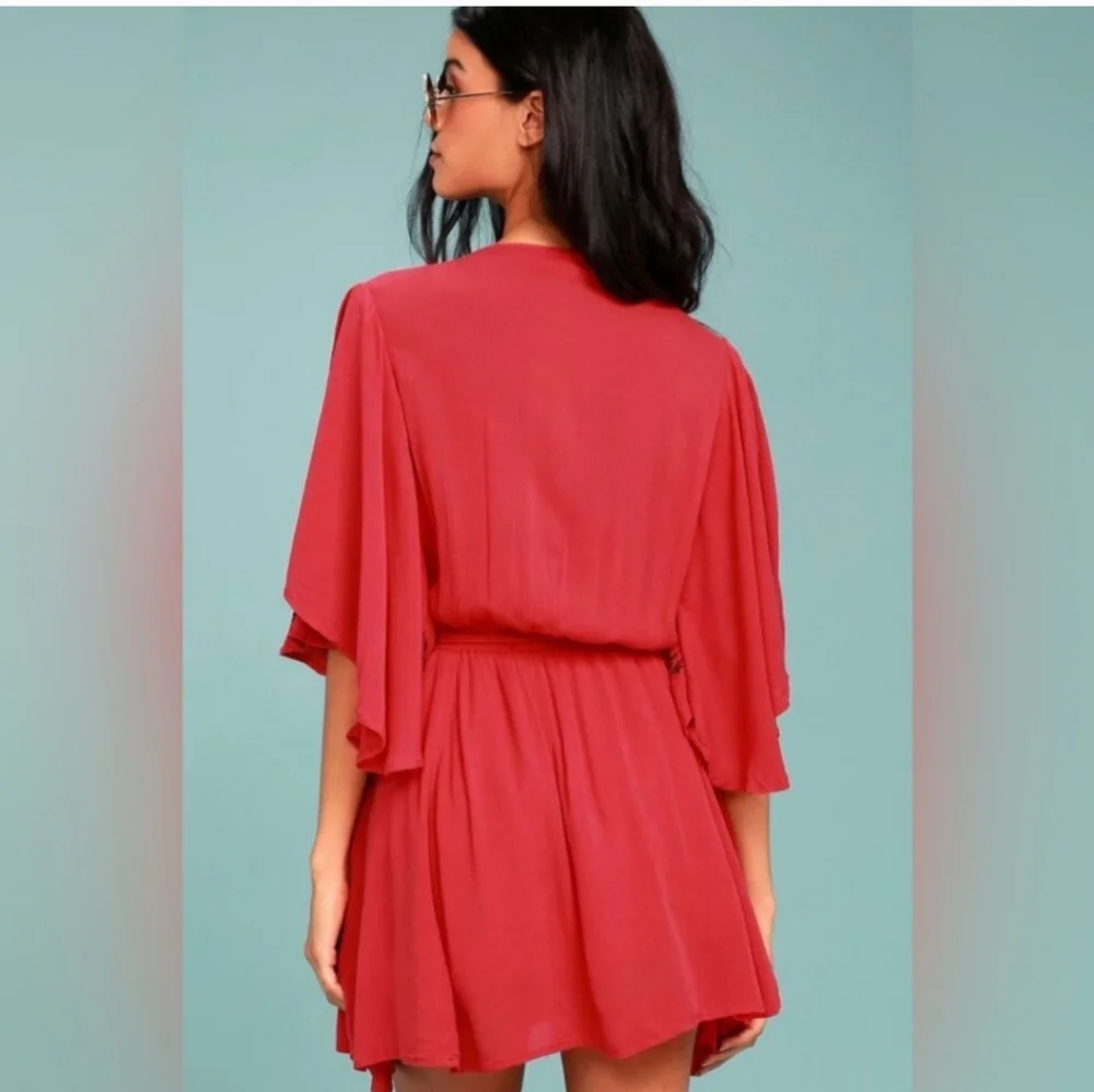 Free PEOPLE CORA CORAL RED DRESS - Picture 3 of 7